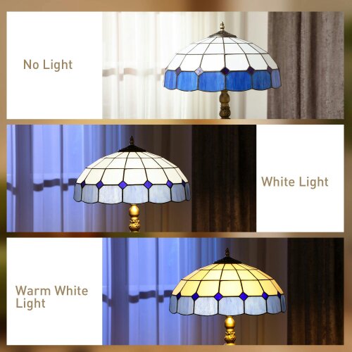 Wyld Haus Luel Metal And Glass Bronze And Blue Tiffany Style Floor Lamp With Handcrafted Shade