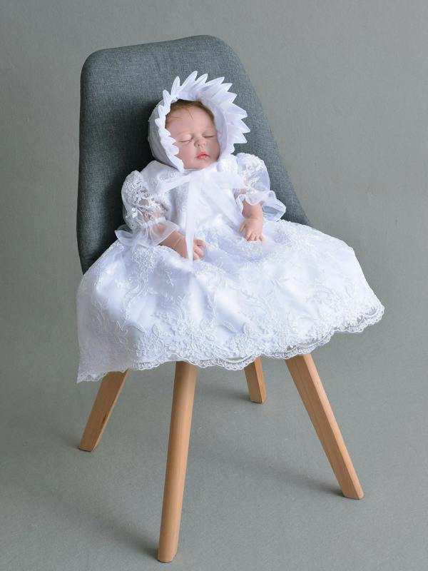 Cinda Lace Christening Gown Baptism Gown and Bonnet