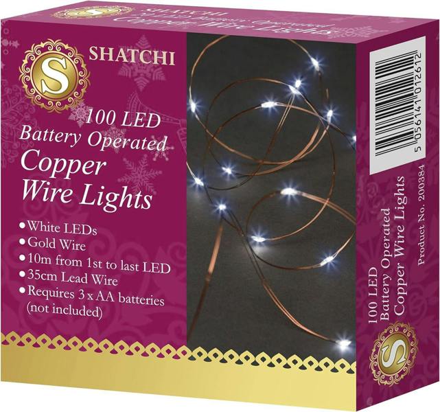 10m 100 LED Copper Wire Battery Operated Fairy String Lights, Cool White Twinkle, Pack of 2 image 4