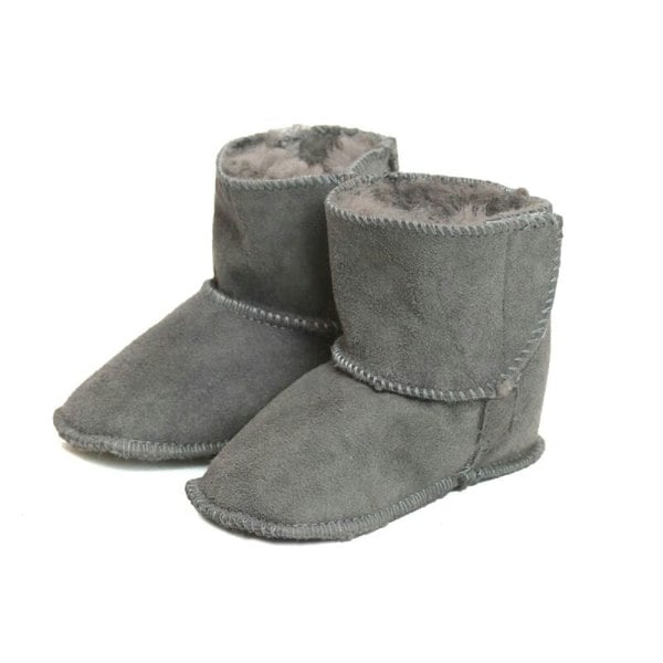 Eastern Counties Leather Baby Sheepskin Touch Fasten Tab Booties - Grey