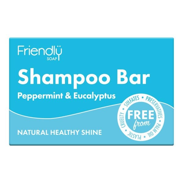 Friendly soap peppermint and eucalyptus shampoo bar pack front