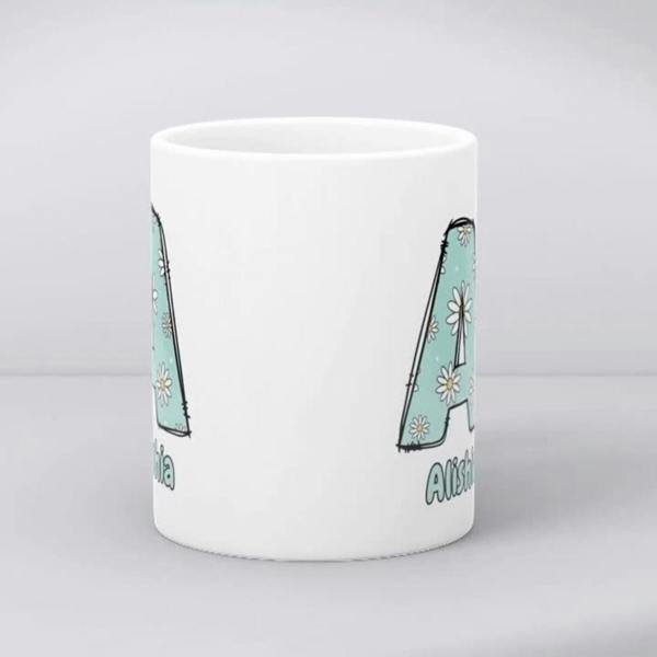 Personalised Daisy Flowers Initial & Name Mug Gift | Sister Daughter Mum