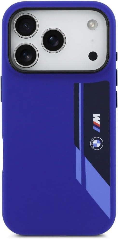 BMW M Series Silicone Vertical Logo Case with MagSafe for iPhone 17 Pro 6.3" Blue - BMHMP17L25SDBSV