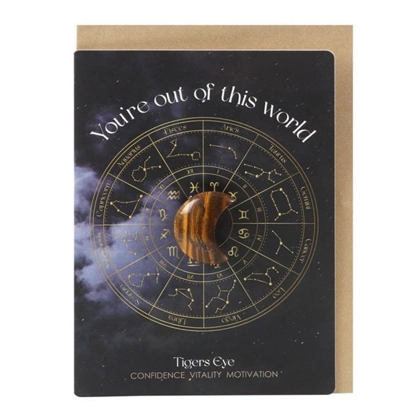 Serano Out Of This World Tiger's Eye Crystal Moon Greeting Card
