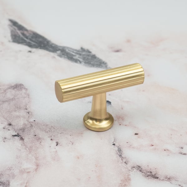 Handle & Home Brass Reeded T-Bar Knob
