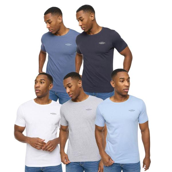 Crosshatch Mens Basicblues T-Shirt (Pack of 5) - White/Navy/Denim/Blue/Grey Marl