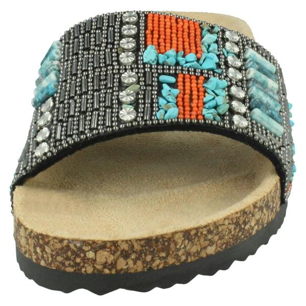 Spot On Ladies Spot On Beaded Mules F00348