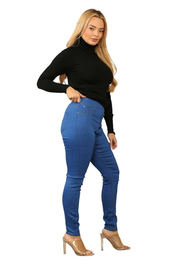 Elaina Fashion Women's High Waisted Skinny Fit Stretch Jeans Denim Jeggings with Elasticated Waist