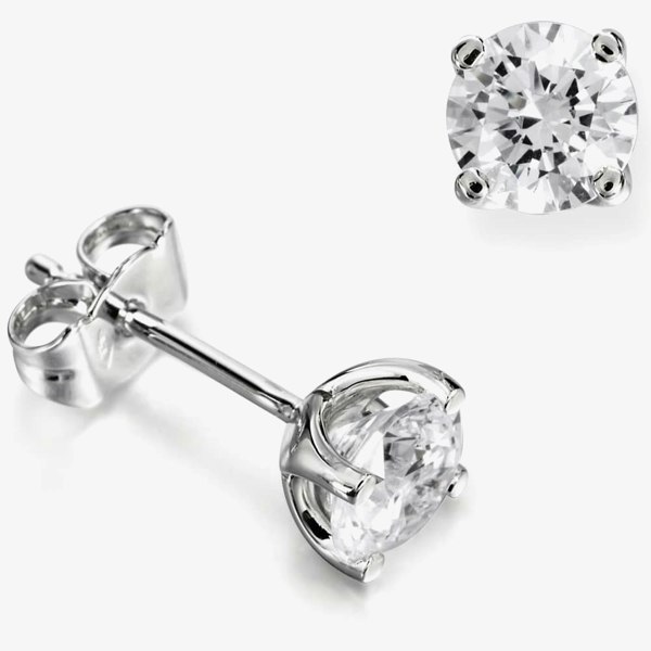T. H. Baker 18ct White Gold 0.50ct Round Brilliant 4 Claw Diamond Earrings ERG241(4.0)PR