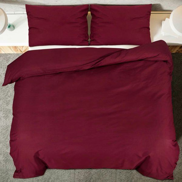 Berkfield Duvet Cover Set Bordeaux 155x220 cm Light-weight Microfiber