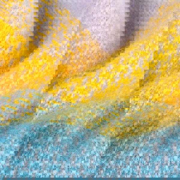 Evening Tales - Pure New Wool Blanket - Super Fluffy - Yellow, Turquoise & Grey - Heating & Plumbing London - Throw