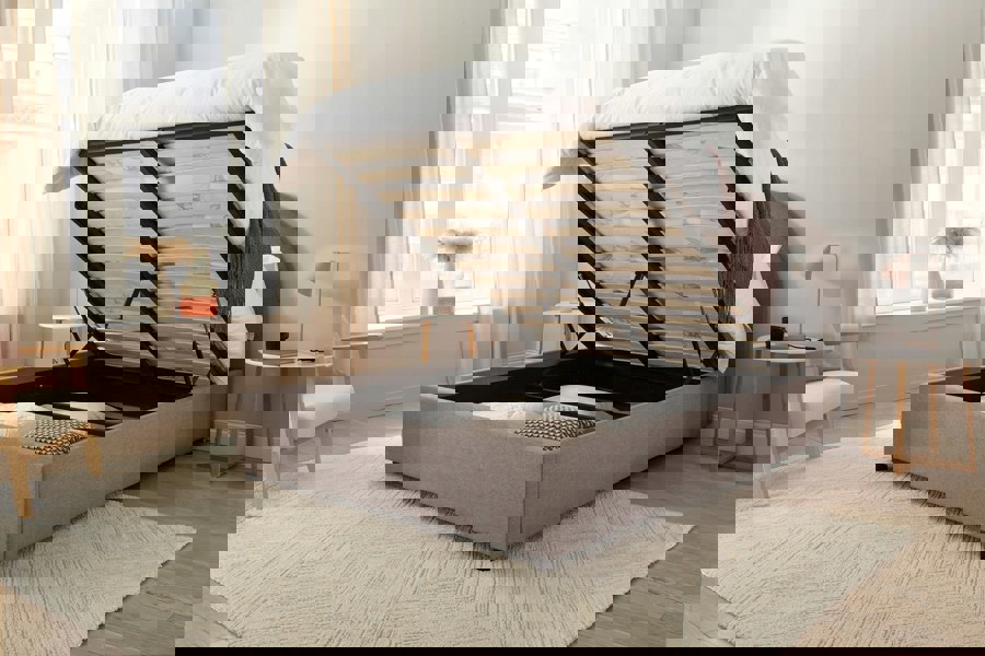 DS Living Roma Arch Grey Upholstered Ottoman Bed Frame