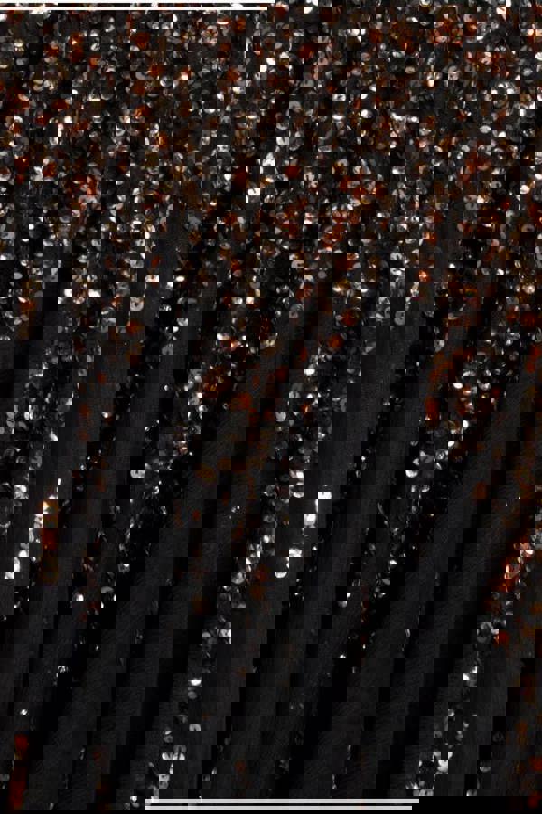 Sunray Hand Embellished Sequin A-Line Sleeveless Maxi Dress - Black DR2882