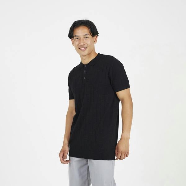 Brave Soul Black Short Sleeve Knitted Polo Shirt - Black Image 1