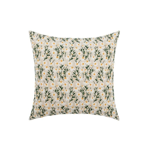 Anyhouz Anypillow Pillowcase Cream Daisy Embroidered Decorative Cushion Cover