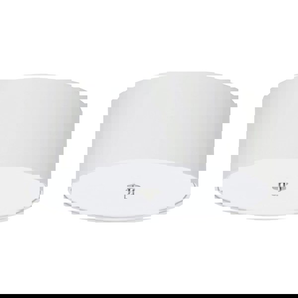 Flush Ceiling Light Colour Satin Nickel Shade White Fabric Glass Bulb E27 3x60W Loops