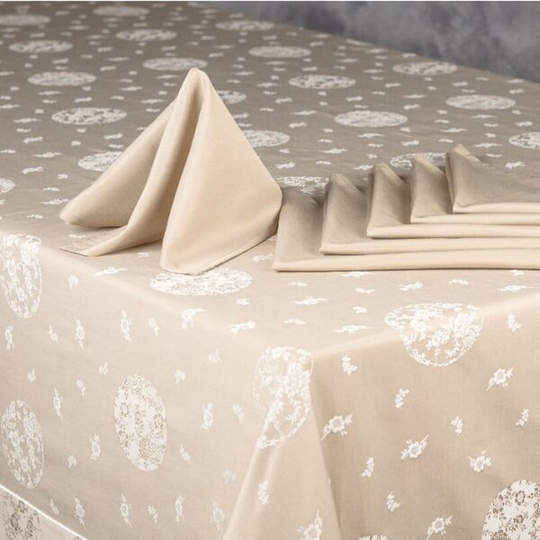Cotton and Olive Pixie Tablecloth and Napkin Set - Mink