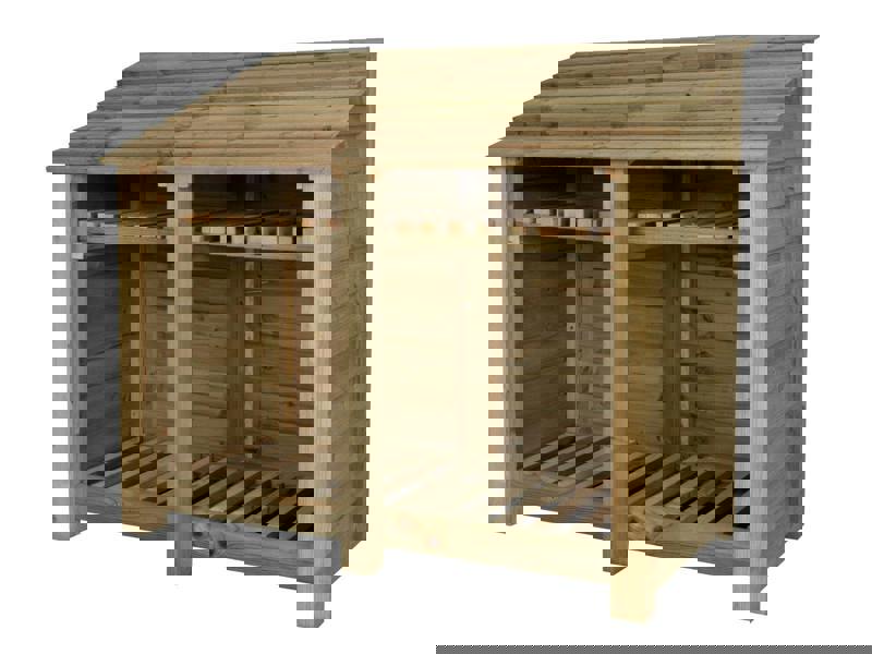 Arbor Garden Solutions Wooden Log Store with Shelf W-146cm, H-126cm or 180cm, D-88cm