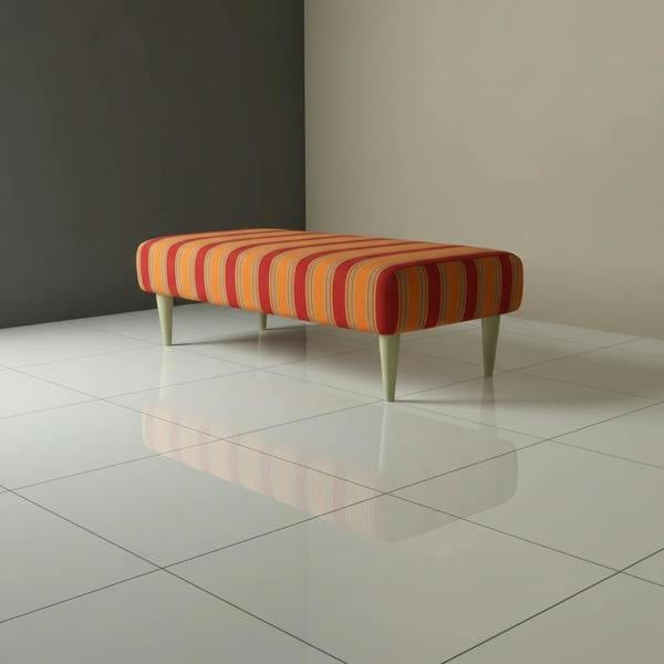 Artistic fabric bench with seamless top and elegant wooden legs