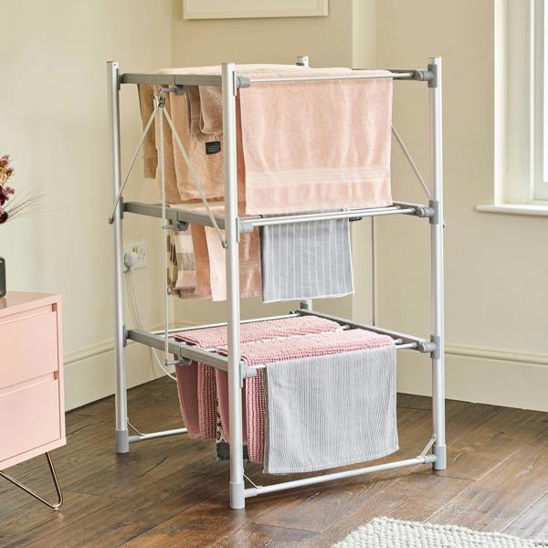 Cooks Professional Zennox 3 Tier Heated Digital Clothes Airer with Timer and Cover