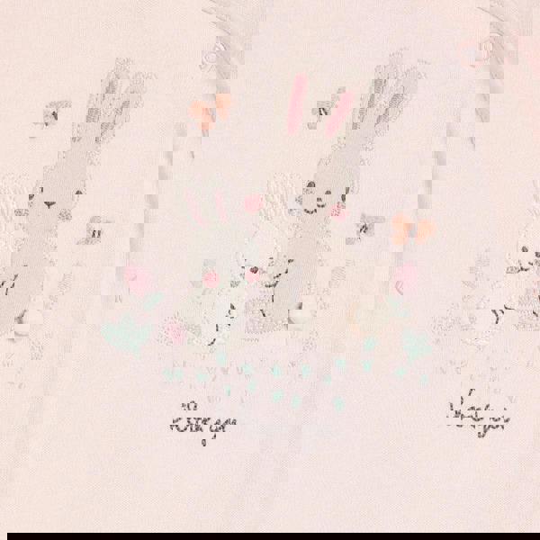 Mini Cuddles Baby Girls Rabbit Embroidered Sleepsuit, Pink