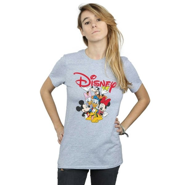 Disney Womens/Ladies Mickey Mouse Crew Cotton Boyfriend T-Shirt - Sports Grey