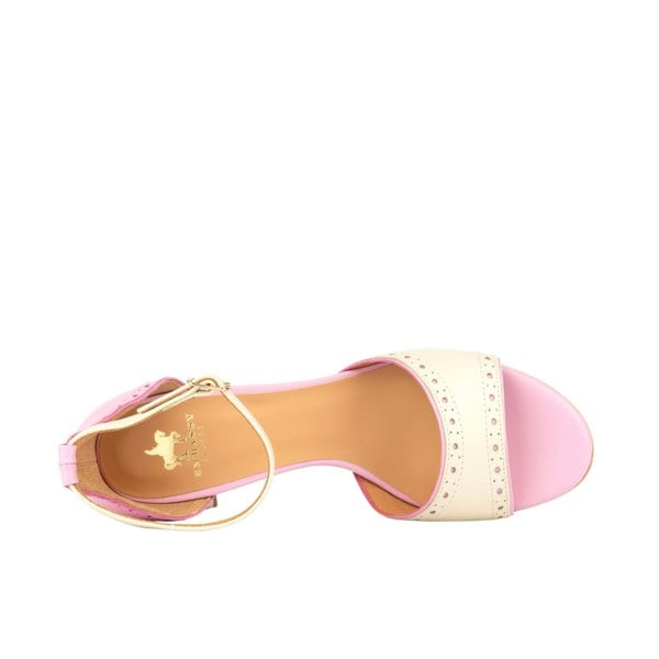 Embassy London Croupier - Pink & White - Women's 2 inch heel ankle strap leather sandal in pastel