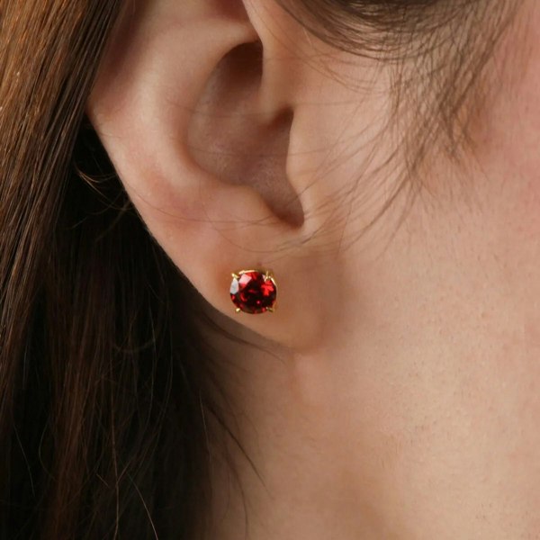 Spero London 9ct Gold Garnet Stud Earrings