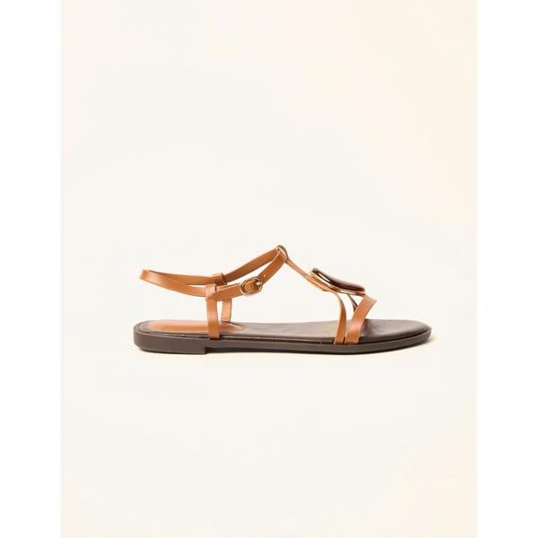 Blue Vanilla Oval Stone Strappy Sandals