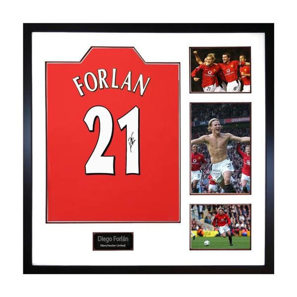 Diego Forlan Signed Manchester United Shirt Elite Frame