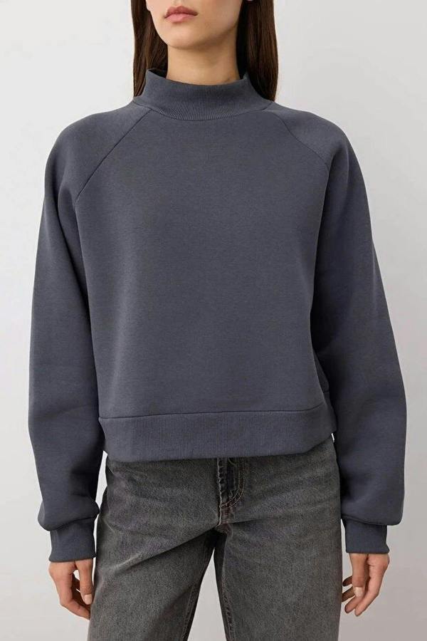 WOVCOR Thick Fleece Knit Sweatshirt with Raglan Sleeves
