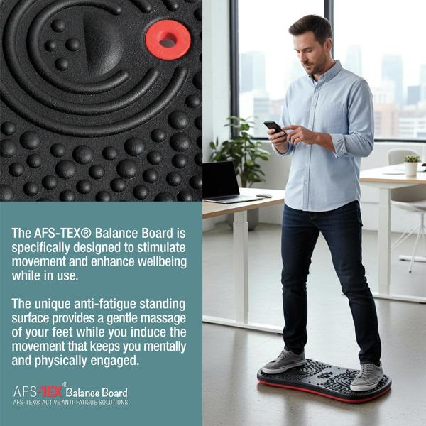 Floortex AFS-TEX® Active Anti-Microbial Exercise Wobble Balance Board - 35 x 50cm - Black