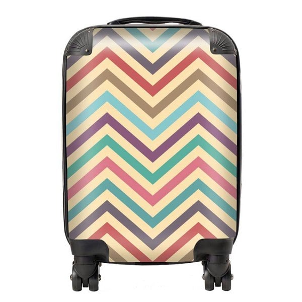 Warren Reed Geometric Vintage Colored Chevron Pattern Suitcase