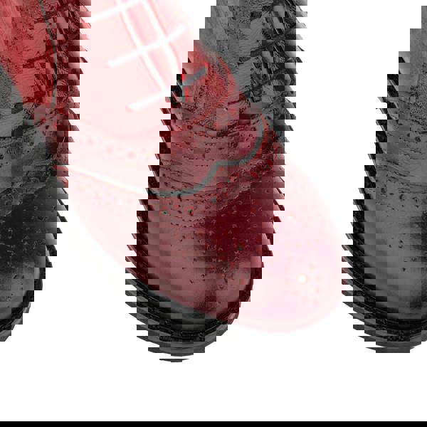 Embassy London Brick Lane Boots - Claret - Women's dark red leather oxford boot with brogue styling