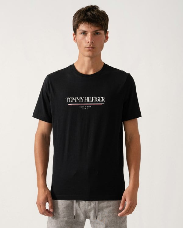 Tommy Hilfiger Brand Love Hilfiger Mens Tee - Black - CHO - Designer Mens T-Shirts & Tops