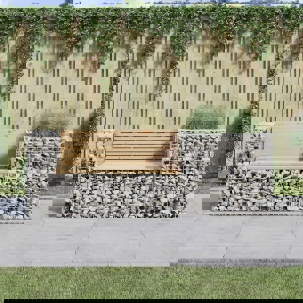 Berkfield Garden Bench with Gabion Basket Solid Wood Pine