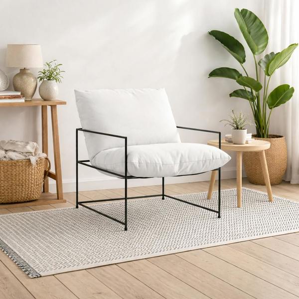 Wyld Haus Drogheda White Accent Chair Metal Frame