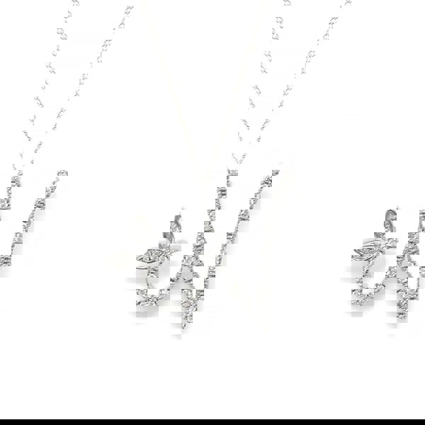 Say It With 1 Inch Winged Full CZ Stones Initial Necklace - Sterling Silver