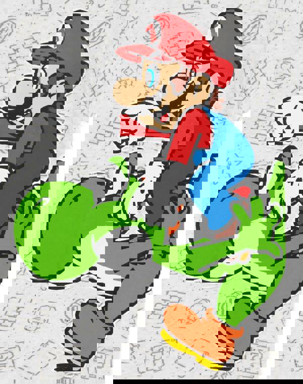 Nintendo Super Mario Boys Grey Multi Character Graphic & All-Over Print Mix Short Sleeved T-Shirt