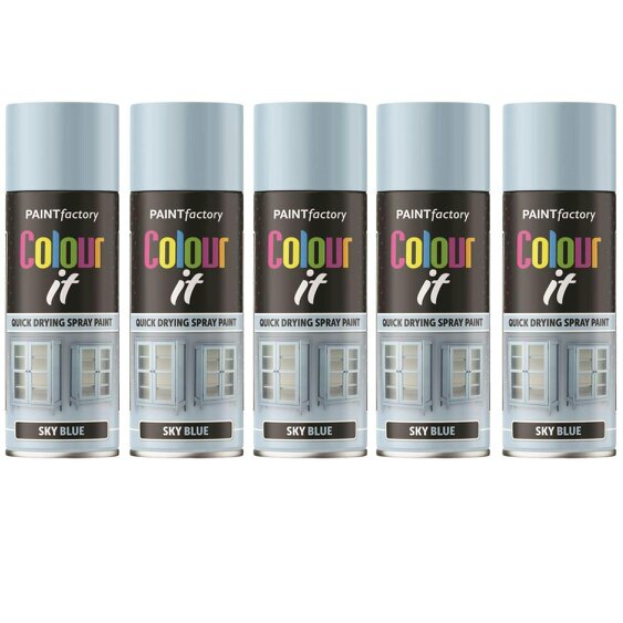 Paint Factory 5X  Sky Blue Gloss Spray Paint 400ml