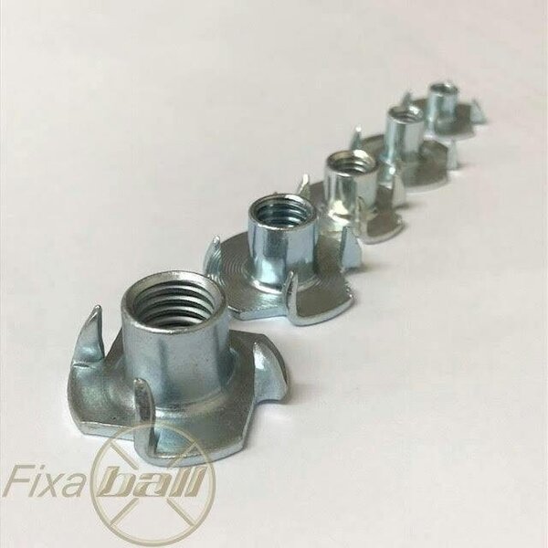Fixaball T Nuts Furniture 4-Pronged Steel BZP Zinc M4 M5 M6 M8 M10