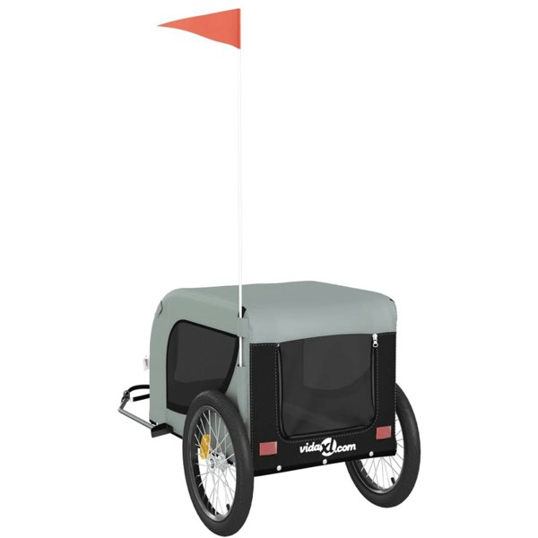 Berkfield Dog Bike Trailer Grey and Black Oxford Fabric and Iron