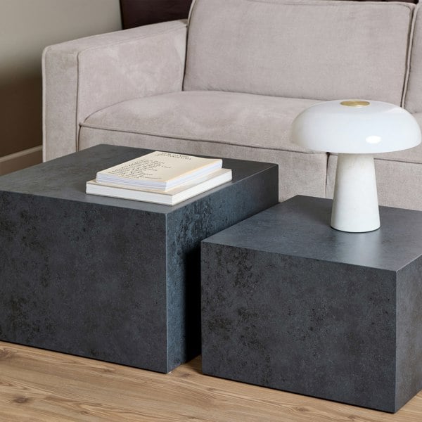 Furniture To Go Dice Square Coffee Table Set in Black Ocean Rough Paper