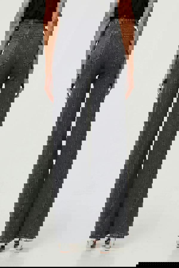 Black | High Waist Seam Front Wide Leg Jeans