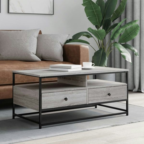 Berkfield Coffee Table Grey Sonoma 100x51x45 cm Engineered Wood