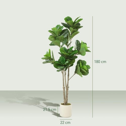 Wyld Haus Pararale Artificial Fiddle Leaf Fig Style Tree With Broad Leaves 180cm Green
