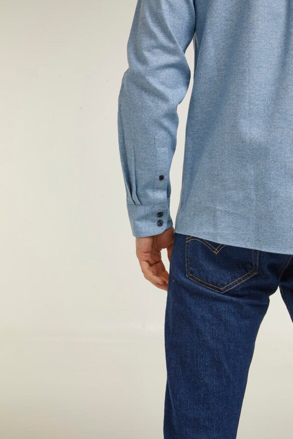 Blue Warm Handle Button Down Collar Casual Shirt