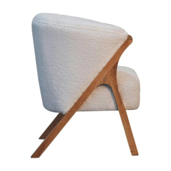 Wyld Haus Sarlat White Boucle and Mango Wood Cosy Chair