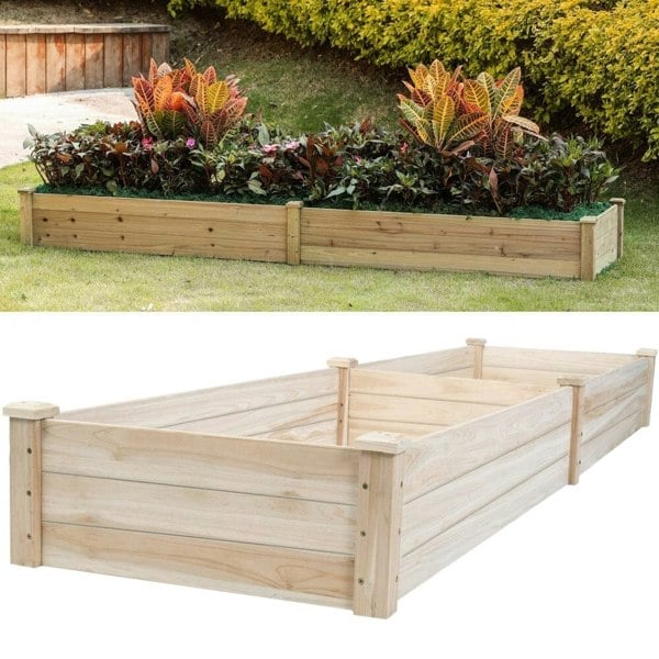 Solid Wood Raised Garden Bed with 2 Compartments Living and Home 