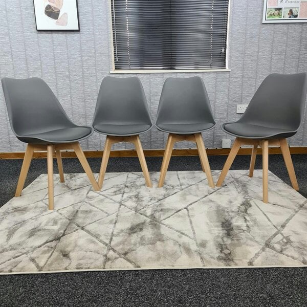 Kosy Koala Dining Chairs Set of 4 Grey Leather Kitchen Table